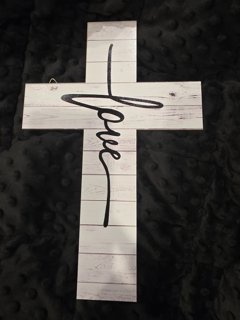 Set of 3 Wooden Wall Crosses - White with Black Script